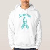 Ovarian Cancer Plaid Teal Ribbon Survivor Hoodie (Vorderseite)