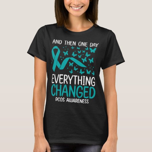 Ovary Warrior Ribbon Fighter PCOS Awareness T-Shirt (Vorderseite)
