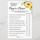 Ove oder Under Brautparty Spanisch Englisch Spiel (Rückseite)