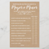 Ove oder Under Brautparty Spanisch Englisch Spiel (Rückseite)