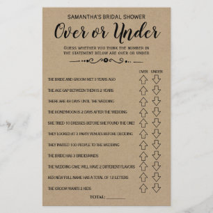 Ove oder Under Brautparty Spanisch Englisch Spiel