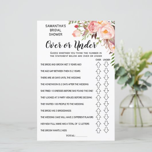 Ove oder Under Brautparty Spanisch Englisch Spiel (Stehend Vorderseite)