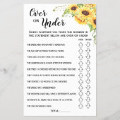 Ove oder Under Sunflowers Brautparty Spielkarte Flyer (Vorne)