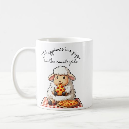 Oveja comiendo pizza kaffeetasse (Links)