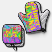 Oven Mitt and Pot Holder Ofenhandschuh & Topflappen-Set (Vorderseite/Rückseite)