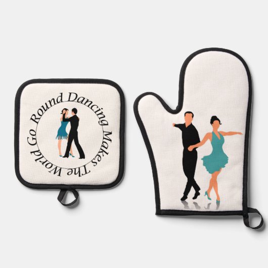 Oven Mitt and Pot Holder - Round Dancer Ofenhandschuh & Topflappen-Set (Vorderseite)