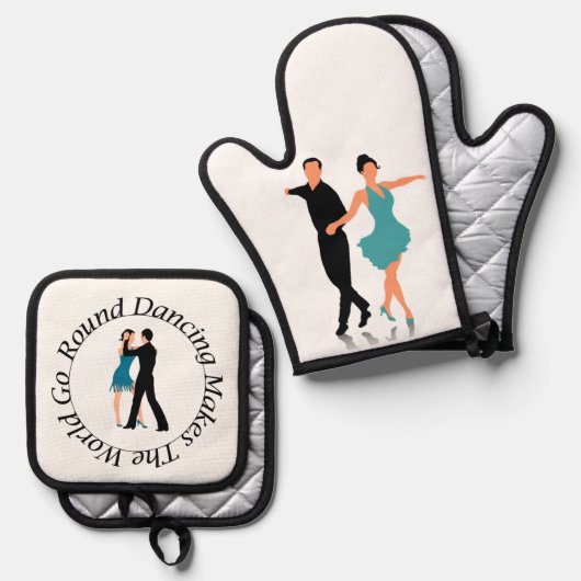 Oven Mitt and Pot Holder - Round Dancer Ofenhandschuh & Topflappen-Set (Vorderseite/Rückseite)