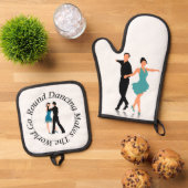 Oven Mitt and Pot Holder - Round Dancer Ofenhandschuh & Topflappen-Set (Oben Unten)