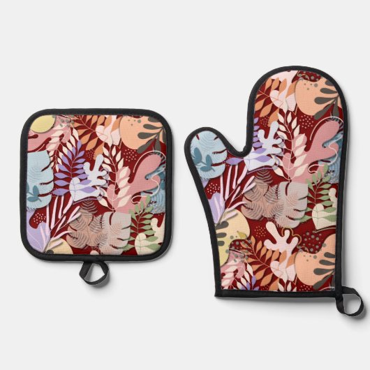Oven Mitt and Pot Holder Set : Bio Blätter (Vorderseite)