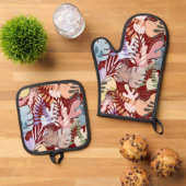 Oven Mitt and Pot Holder Set : Bio Blätter (Oben Unten)