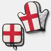 Oven Mitt and Pot Holders, England flag Ofenhandschuh & Topflappen-Set (Vorderseite/Rückseite)