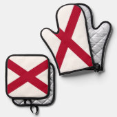 Oven Mitt and Pot Holders mit der Flagge von Alaba Ofenhandschuh & Topflappen-Set (Vorderseite/Rückseite)