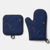 Oven Mitt and Pot Holders mit der Flagge von Alask Ofenhandschuh & Topflappen-Set (Vorderseite)