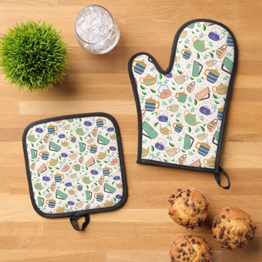 Oven Mitt and Pot Holders Ofenhandschuh & Topflappen-Set (Oben Unten)