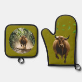 Oven Mitt and Pot Holders Ofenhandschuh & Topflappen-Set (Vorderseite)