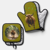 Oven Mitt and Pot Holders Ofenhandschuh & Topflappen-Set (Vorderseite/Rückseite)