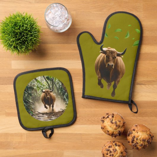 Oven Mitt and Pot Holders Ofenhandschuh & Topflappen-Set (Oben Unten)