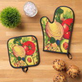 Oven Mitt and Pot Holders Ofenhandschuh & Topflappen-Set (Oben Unten)