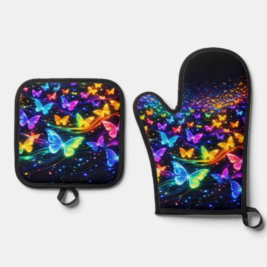 Oven Mitt and Pot Holders Ofenhandschuh & Topflappen-Set (Vorderseite)