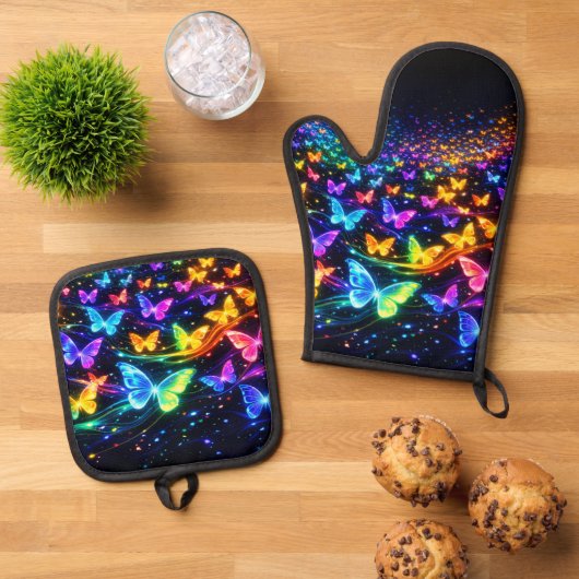 Oven Mitt and Pot Holders Ofenhandschuh & Topflappen-Set (Oben Unten)