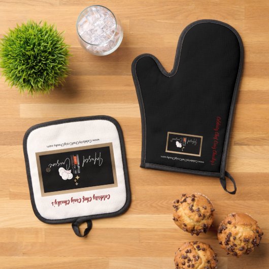 Oven Mitt and Pot Holders Ofenhandschuh & Topflappen-Set (Oben Unten)