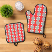 Oven Mitt and Pot Holders Ofenhandschuh & Topflappen-Set (Oben Unten)