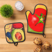 Oven Mitt and Pot Holders Ofenhandschuh & Topflappen-Set (Oben Unten)