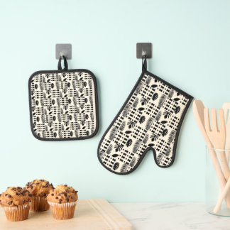 Oven Mitt and Pot Holders Ofenhandschuh & Topflappen-Set