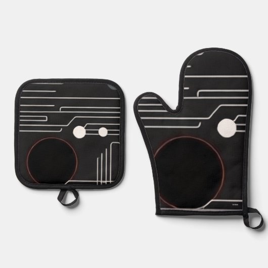 Oven Mitt and Pot Holders Ofenhandschuh & Topflappen-Set (Vorderseite)