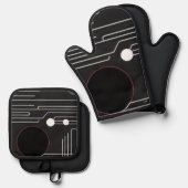 Oven Mitt and Pot Holders Ofenhandschuh & Topflappen-Set (Vorderseite/Rückseite)