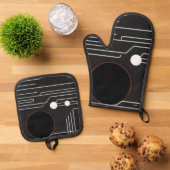Oven Mitt and Pot Holders Ofenhandschuh & Topflappen-Set (Oben Unten)