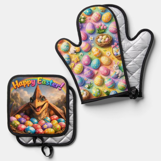 Oven Mitt and Pot Holders Ofenhandschuh & Topflappen-Set (Vorderseite/Rückseite)