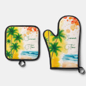 Oven Mitt and Pot Holders Ofenhandschuh & Topflappen-Set (Vorderseite)