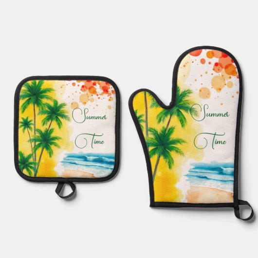 Oven Mitt and Pot Holders Ofenhandschuh & Topflappen-Set (Vorderseite)