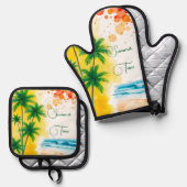 Oven Mitt and Pot Holders Ofenhandschuh & Topflappen-Set (Vorderseite/Rückseite)