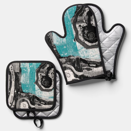 Oven Mitt and Pot Holders Set  - Surface Current  (Vorderseite/Rückseite)