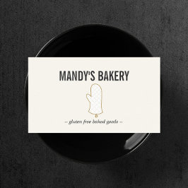 Oven Mitt Logo Gold auf Elfenbein für Bäckerei Visitenkarte