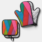 Oven Mitt & Pot Holder Abstrakte Farben Ofenhandschuh & Topflappen-Set (Vorderseite/Rückseite)