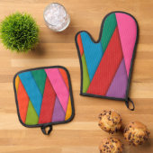 Oven Mitt & Pot Holder Abstrakte Farben Ofenhandschuh & Topflappen-Set (Oben Unten)