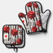 Oven Mitt & Pot Holder Karten Würfel Ofenhandschuh & Topflappen-Set (Vorderseite/Rückseite)