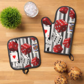 Oven Mitt & Pot Holder Karten Würfel Ofenhandschuh & Topflappen-Set (Oben Unten)