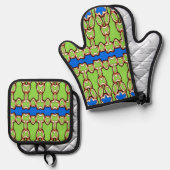 Oven Mitt & Pot Holder, Klassisches Stoffmuster O Ofenhandschuh & Topflappen-Set (Vorderseite/Rückseite)