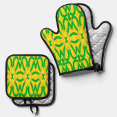 Oven Mitt & Pot Holder, Klassisches Stoffmuster Ofenhandschuh & Topflappen-Set (Vorderseite/Rückseite)
