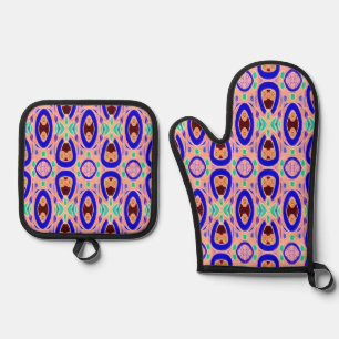 Oven Mitt & Pot Holder, Klassisches Stoffmuster Ofenhandschuh & Topflappen-Set