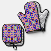 Oven Mitt & Pot Holder, Klassisches Stoffmuster Ofenhandschuh & Topflappen-Set (Vorderseite/Rückseite)