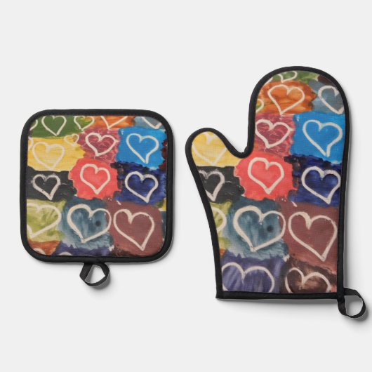 OVEN MITT & POT-HOLDER-LIEBE ZUM KOOK-STIL-DESIGN OFENHANDSCHUH & Topflappen-Set (Vorderseite)