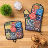OVEN MITT & POT-HOLDER-LIEBE ZUM KOOK-STIL-DESIGN OFENHANDSCHUH & Topflappen-Set (Oben Unten)
