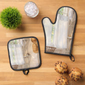 Oven Mitt & Pot Holder Set Curtain in the Wind (Oben Unten)