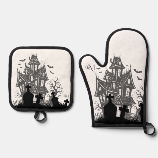 Oven Mitt & Pot Holder Set : HALLOWEEN House #1 (Vorderseite)
