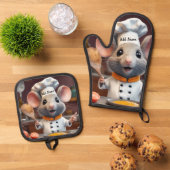 Oven Mitt Pot Holder Set Personalize Chef Mouse (Oben Unten)